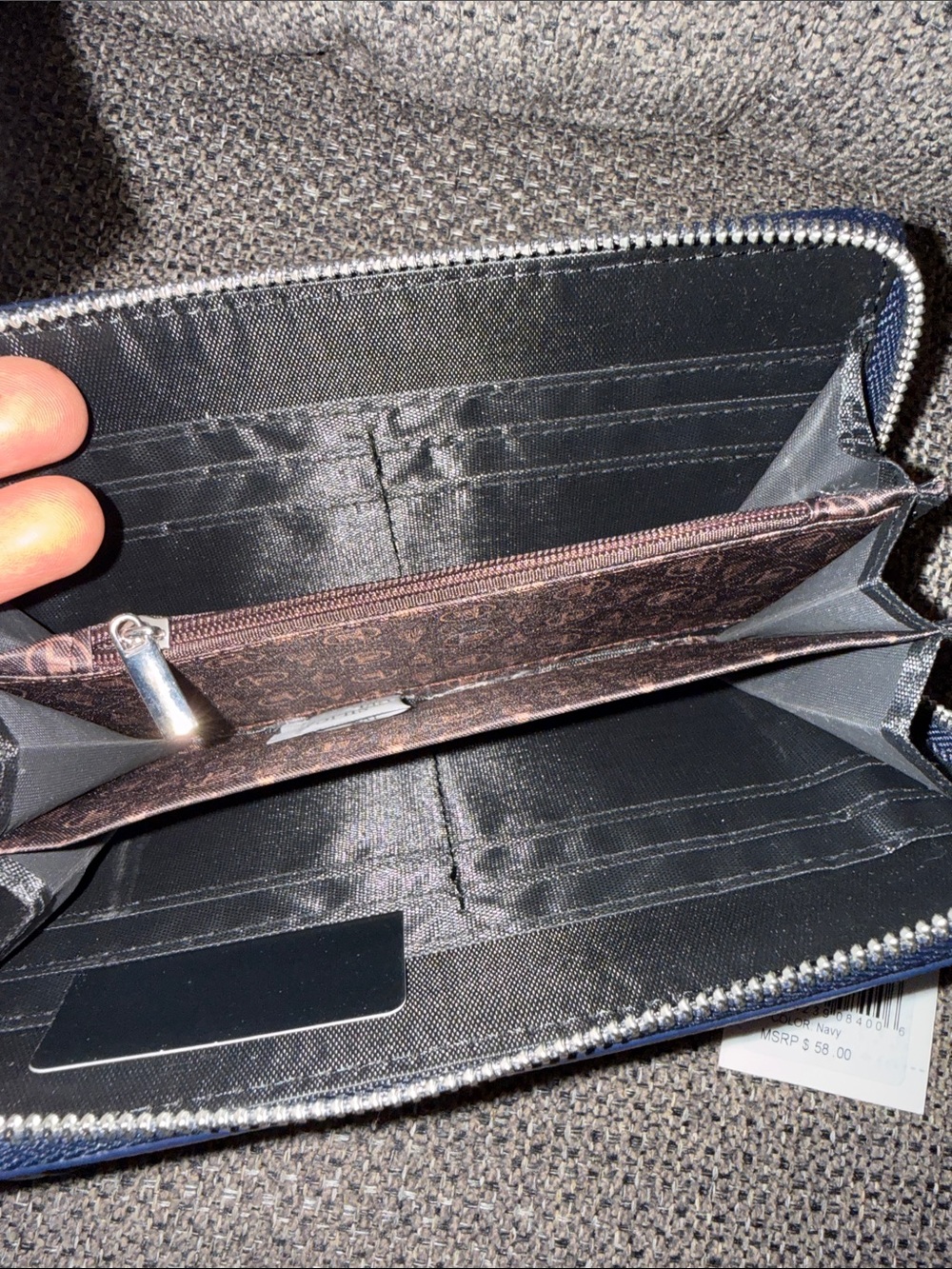London Fog Navy Pebbled Wristlet Wallet - Picture 6 of 8